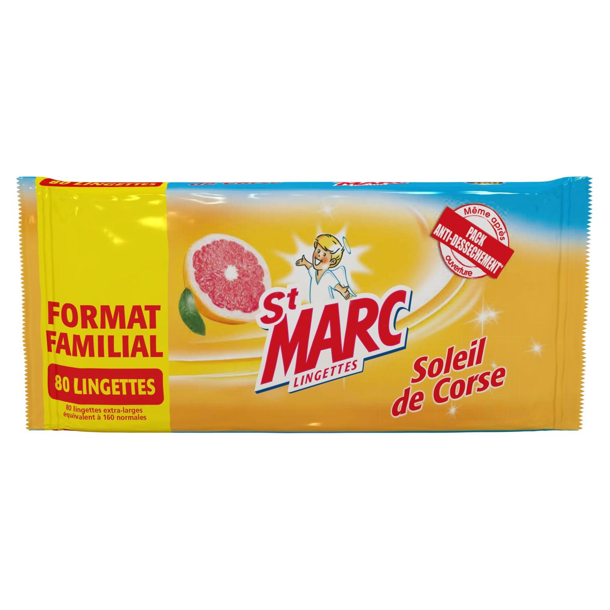 Lot De 4 Sachets De Lingettes Nettoyantes Compostables Soleil De Corse St Marc - 80 Lingettes Par Sachet - Désinfecte 99,9% Des Bactéries - 8