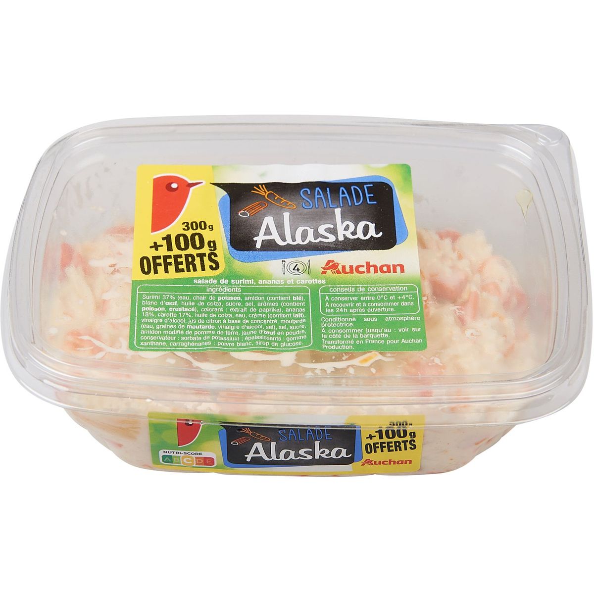 AUCHAN Salade Alaska 300g+100goffert 400g