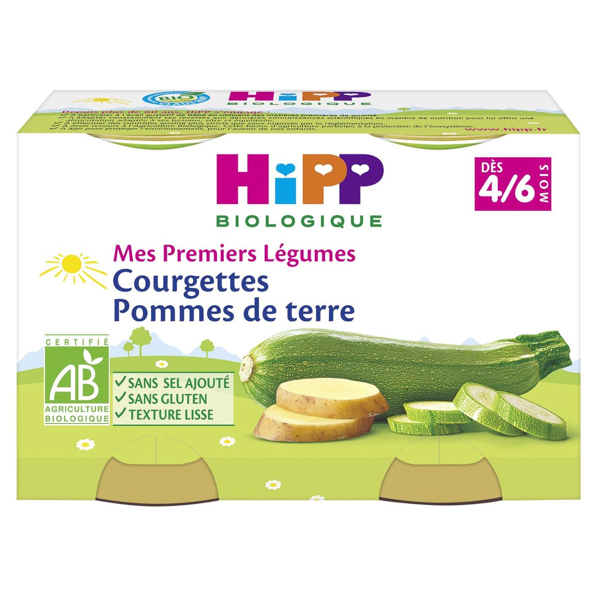 HIPP Hipp bio courgettes pomme de terre 2x125g dès 4/6 mois