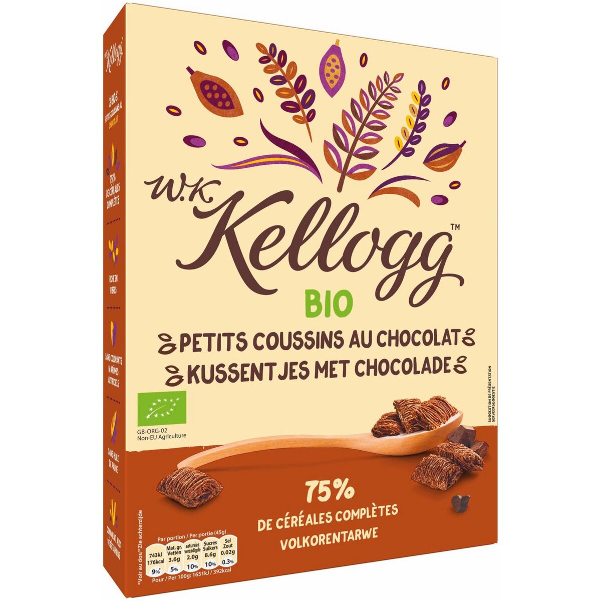KELLOGG'S Kellogg's bio céréales petits coussins chocolat 420g