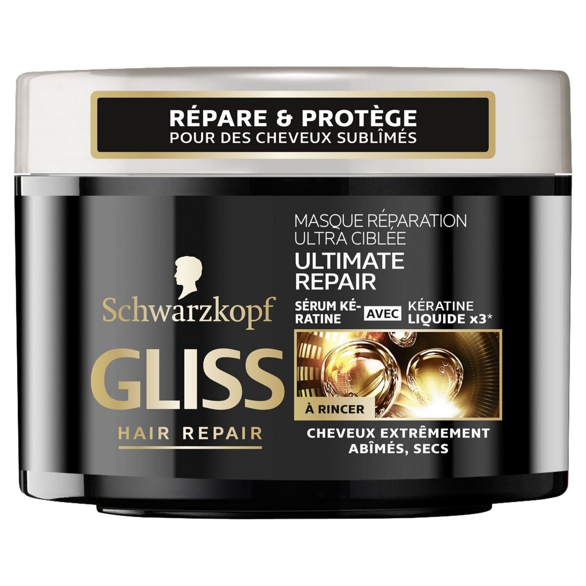 GLISS Masque réparation kératine cheveux extrêmement abîmés, secs 200ml