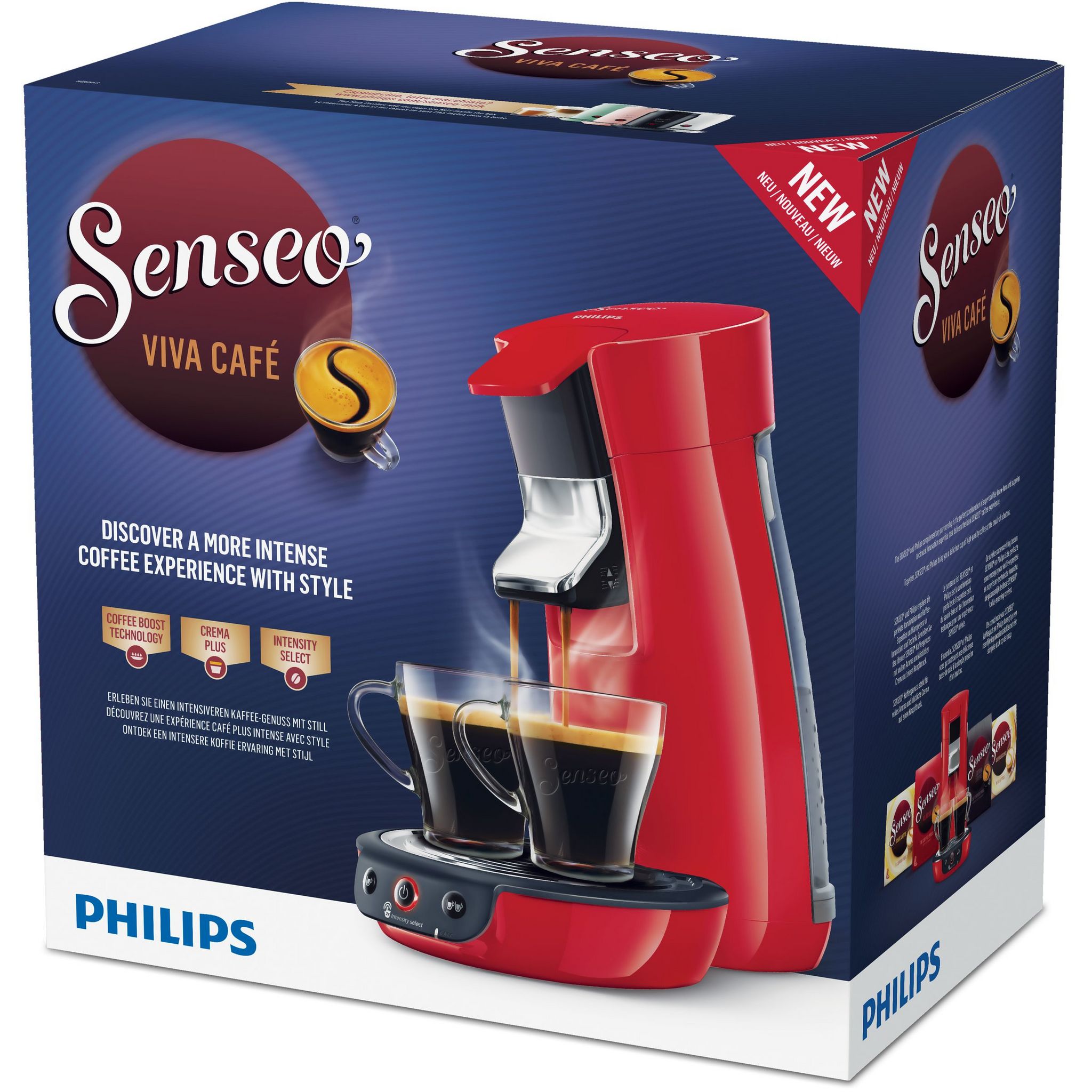 Voir la diapositive 2 : PHILIPS Cafetière à dosettes Senseo Viva Café - HD6563/81 - Rouge