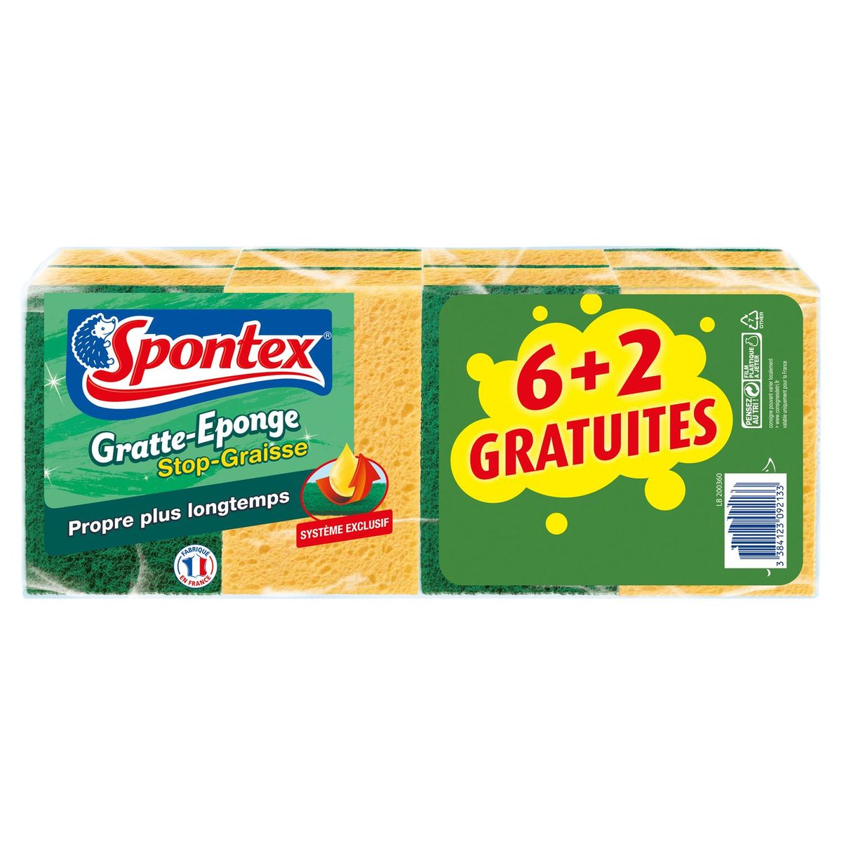 SPONTEX Gratte éponge stop-graisse 8 éponges