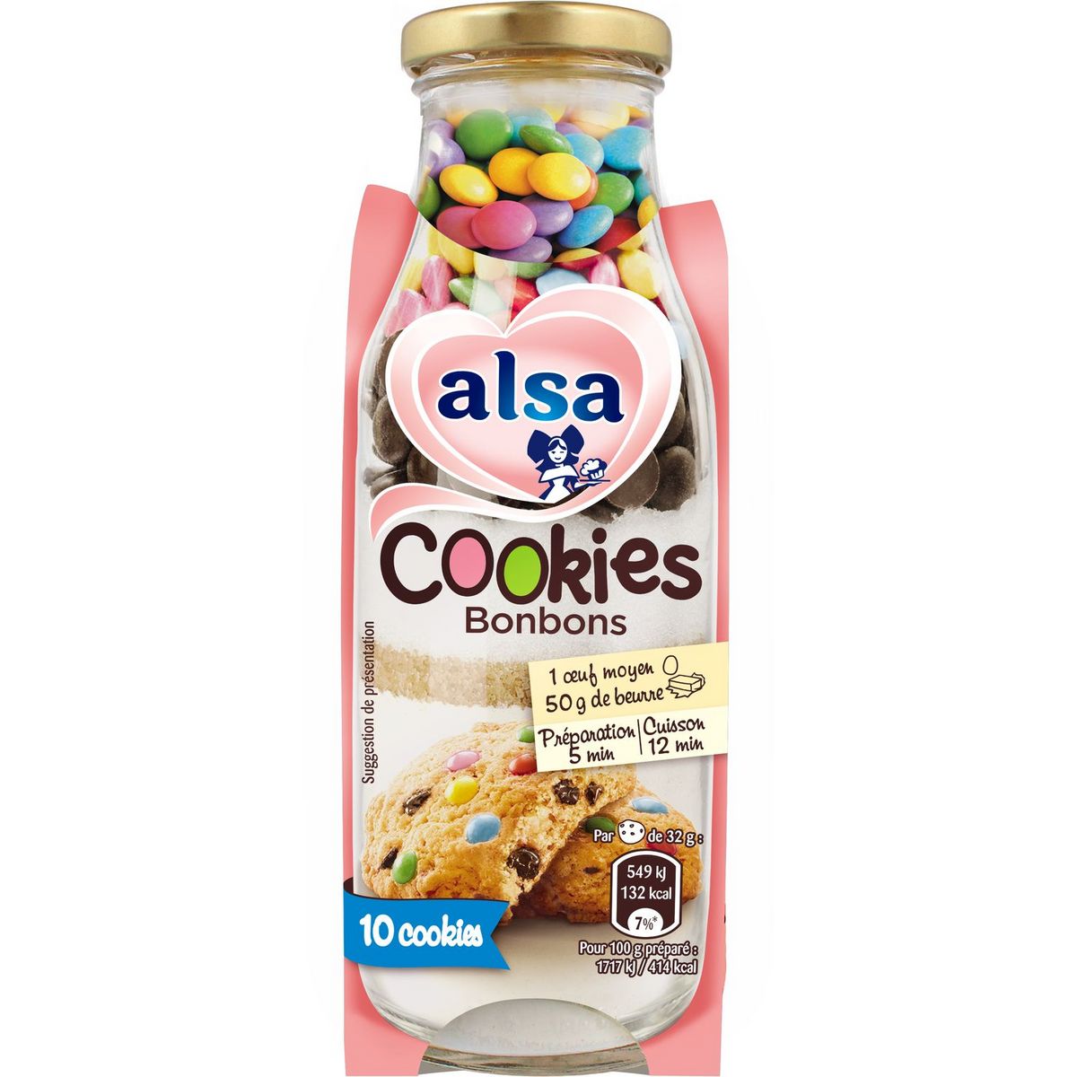 ALSA Alsa préparation cookies bonbons bouteille 215g