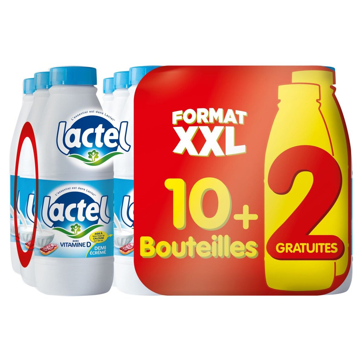 LACTEL Lactel lait demi écrémé 10x1l +2l offerts