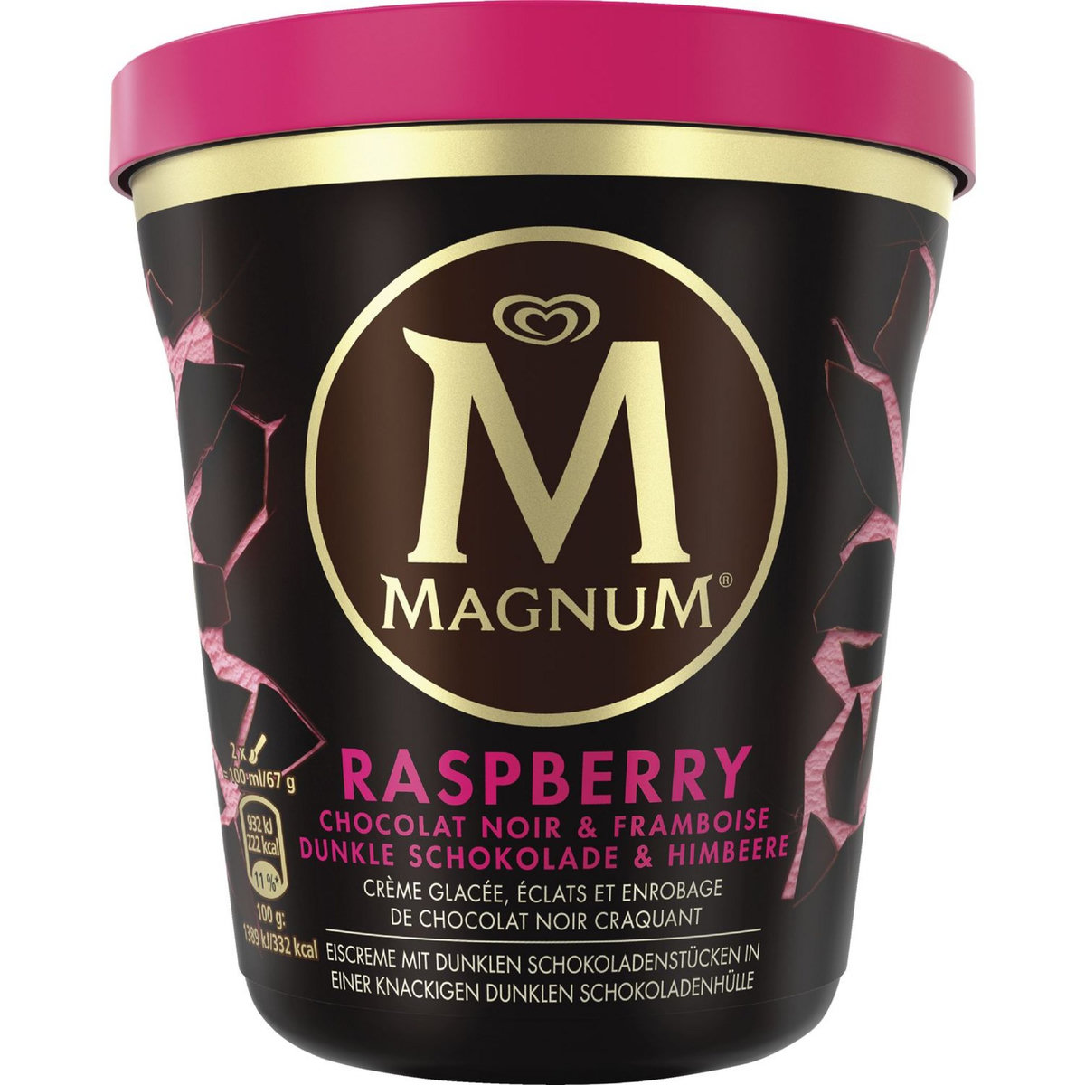 MAGNUM Magnum Pot de crème glacée framboise éclats et enrobage chocolat ...