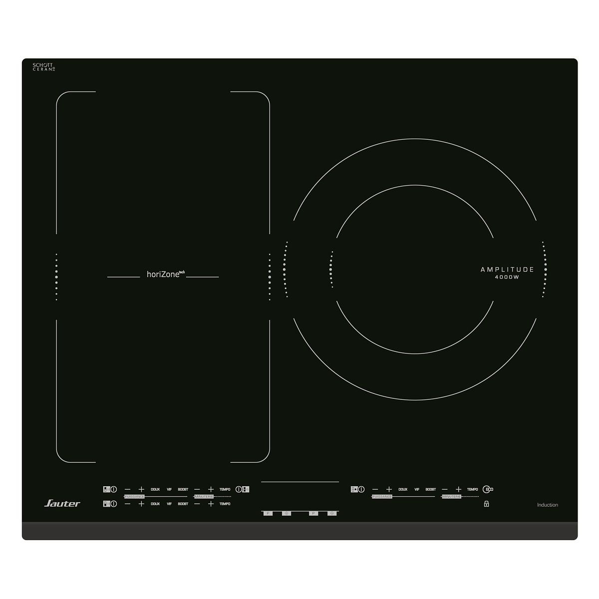 SAUTER Table de cuisson à induction SPI4662B, 60 cm, 3 Foyers