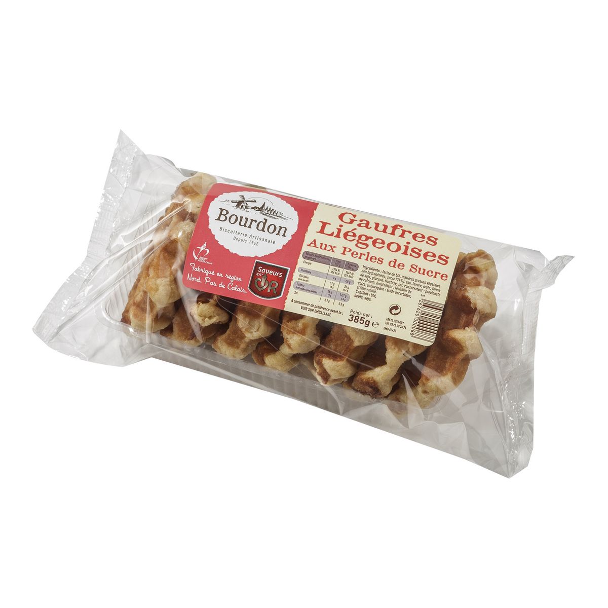 BOURDON Gaufres liégeoises aux perles de sucre 7 gaufres 385g