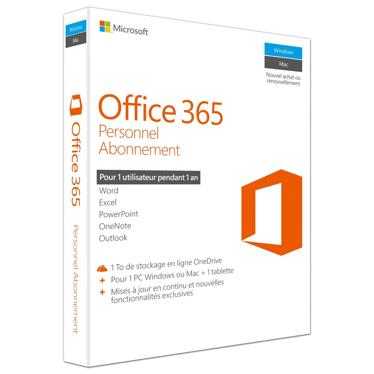 MICROSOFT Logiciel Office 365 Personnel abonnement 1 an