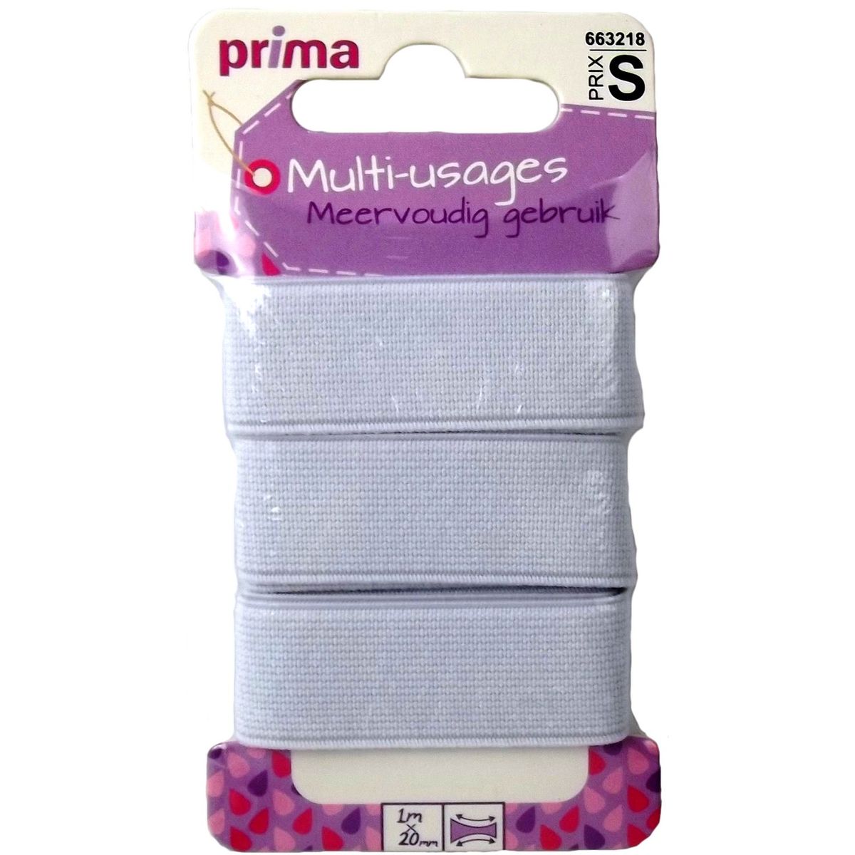 PRIMA Prima élastique souple blanc 1m x 20mm