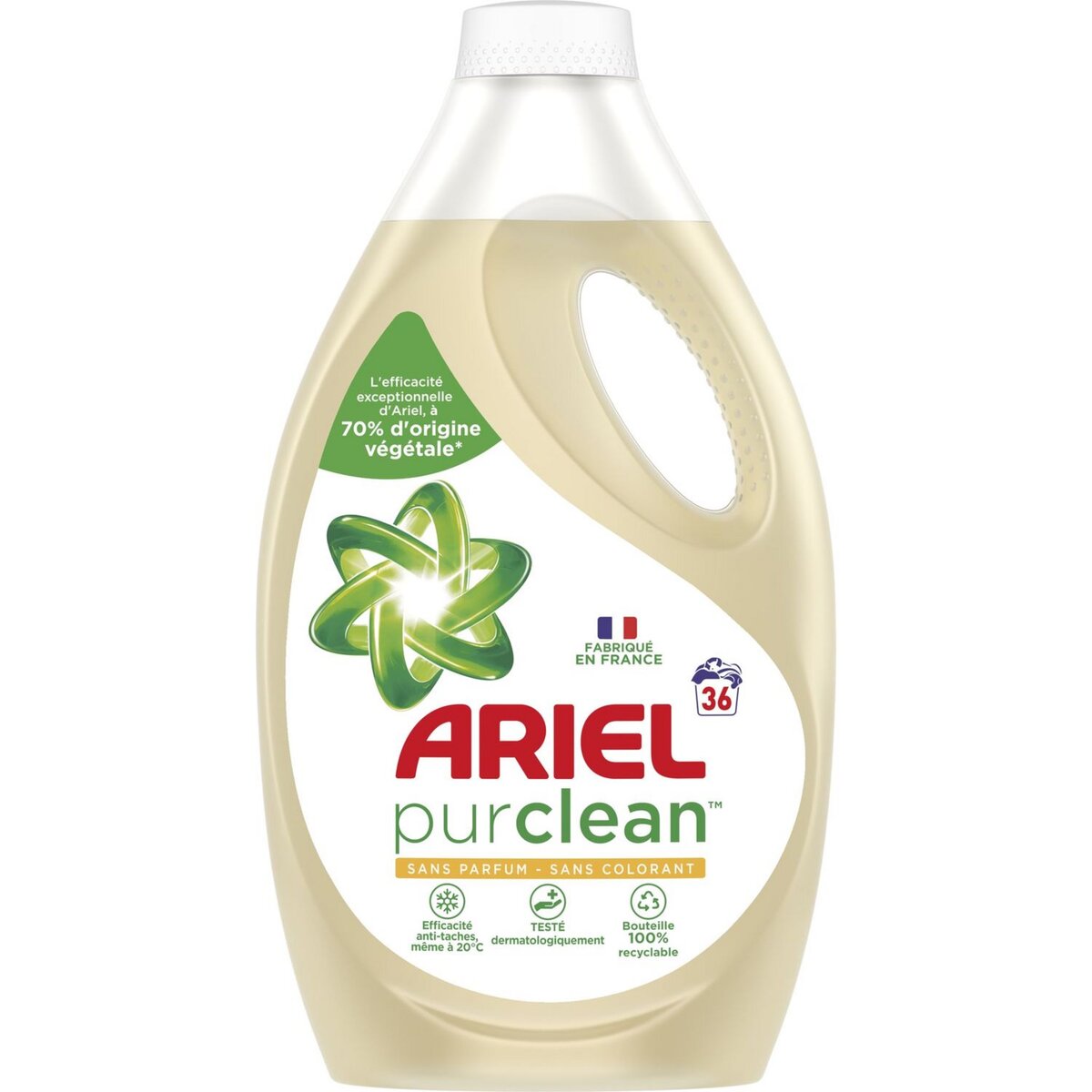 ARIEL Pur Clean lessive liquide végétale 36 lavages 1,98l pas cher