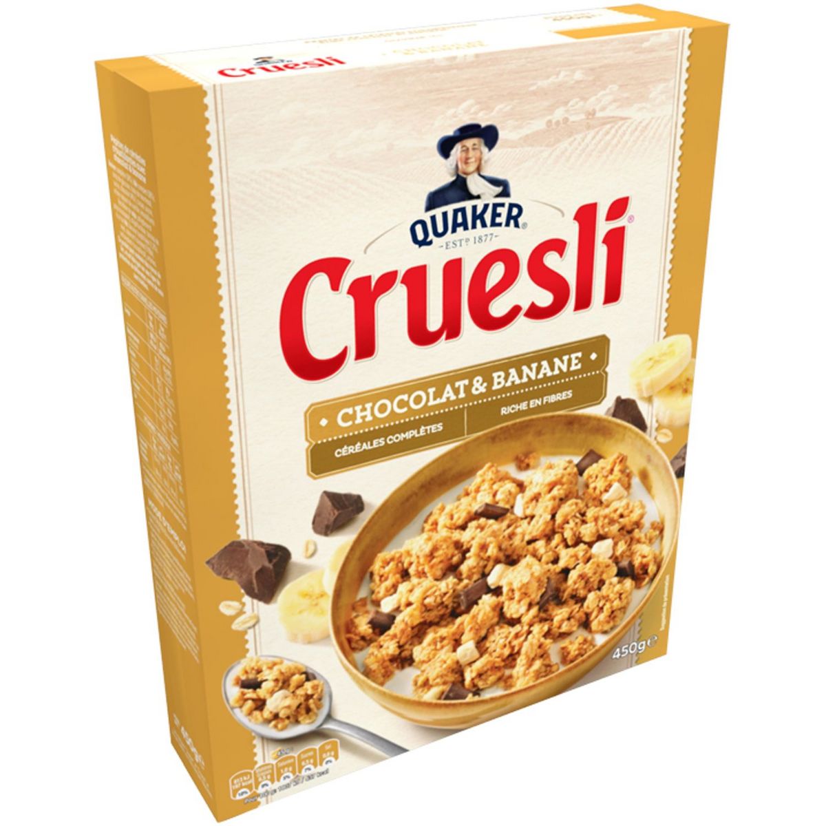 QUAKER Cruesli céréales mélange chocolat banane 450g