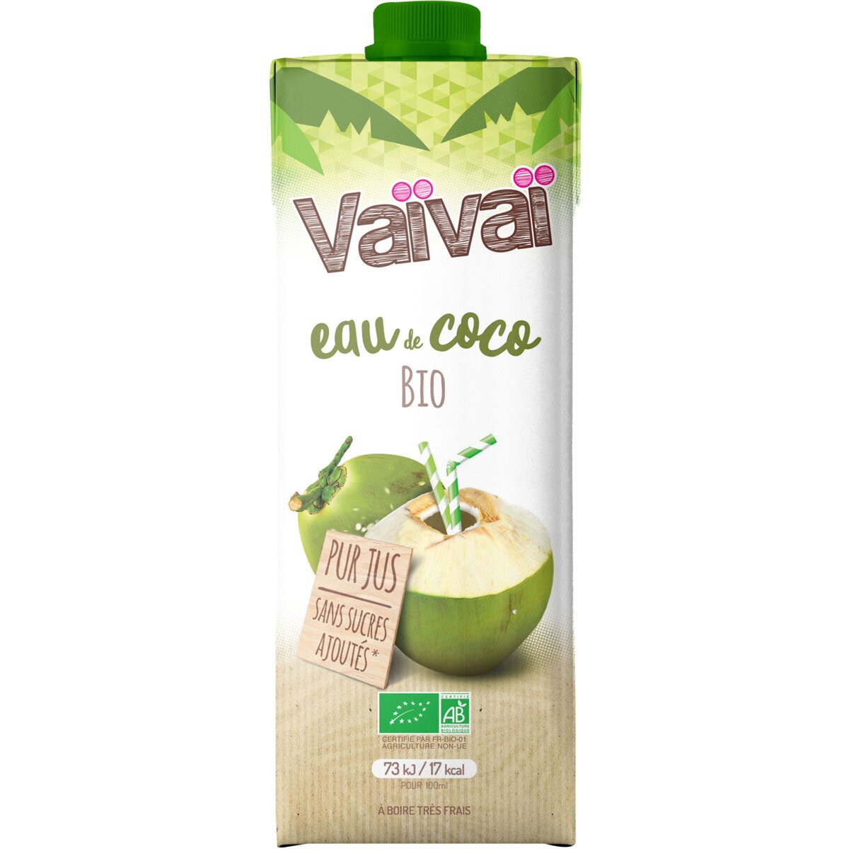 Vaïvaï eau de coco bio brique 1l pas cher 