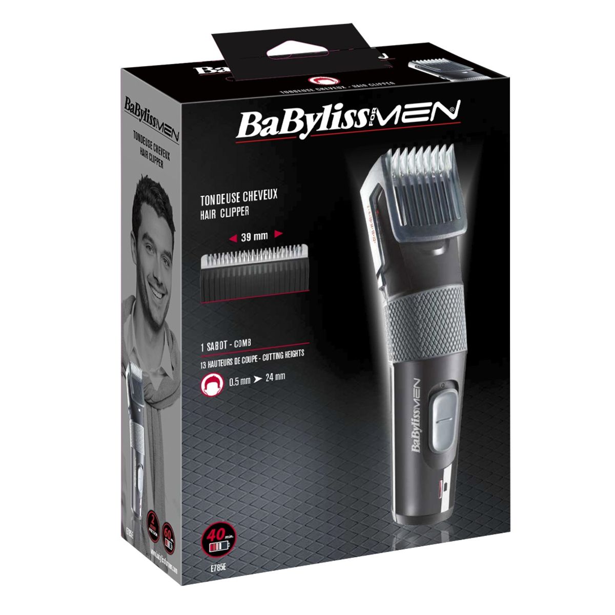 BABYLISS Tondeuse à cheveux E785E, 13 Hauteurs de coupe de 0.5 à 24 mm