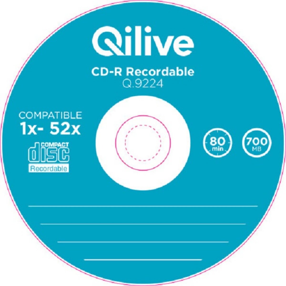 QILIVE Lot de 10 CD-R 700MB SPINDLE