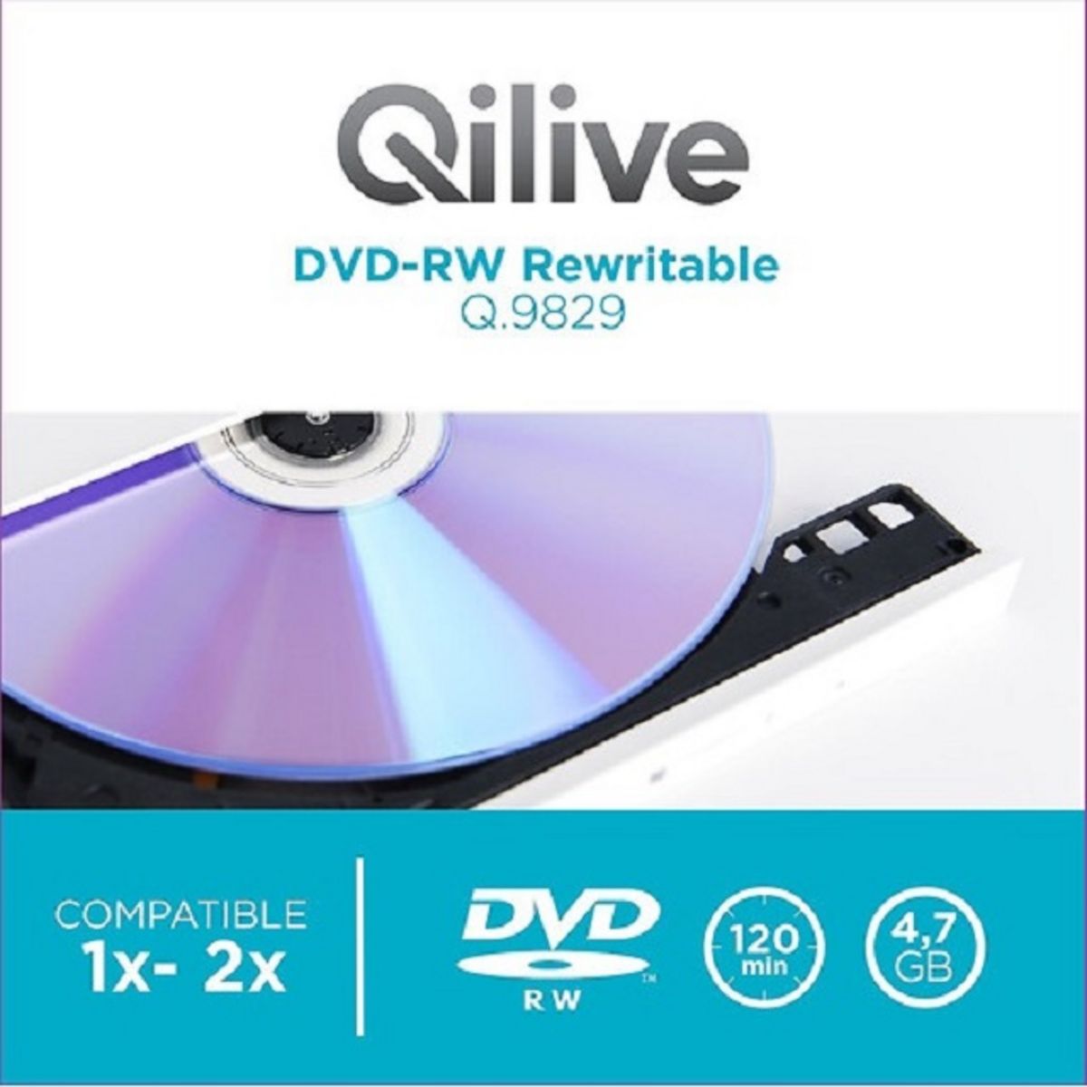 QILIVE Lot de 5 DVD-RW Slim 4.7 GB Q.9829