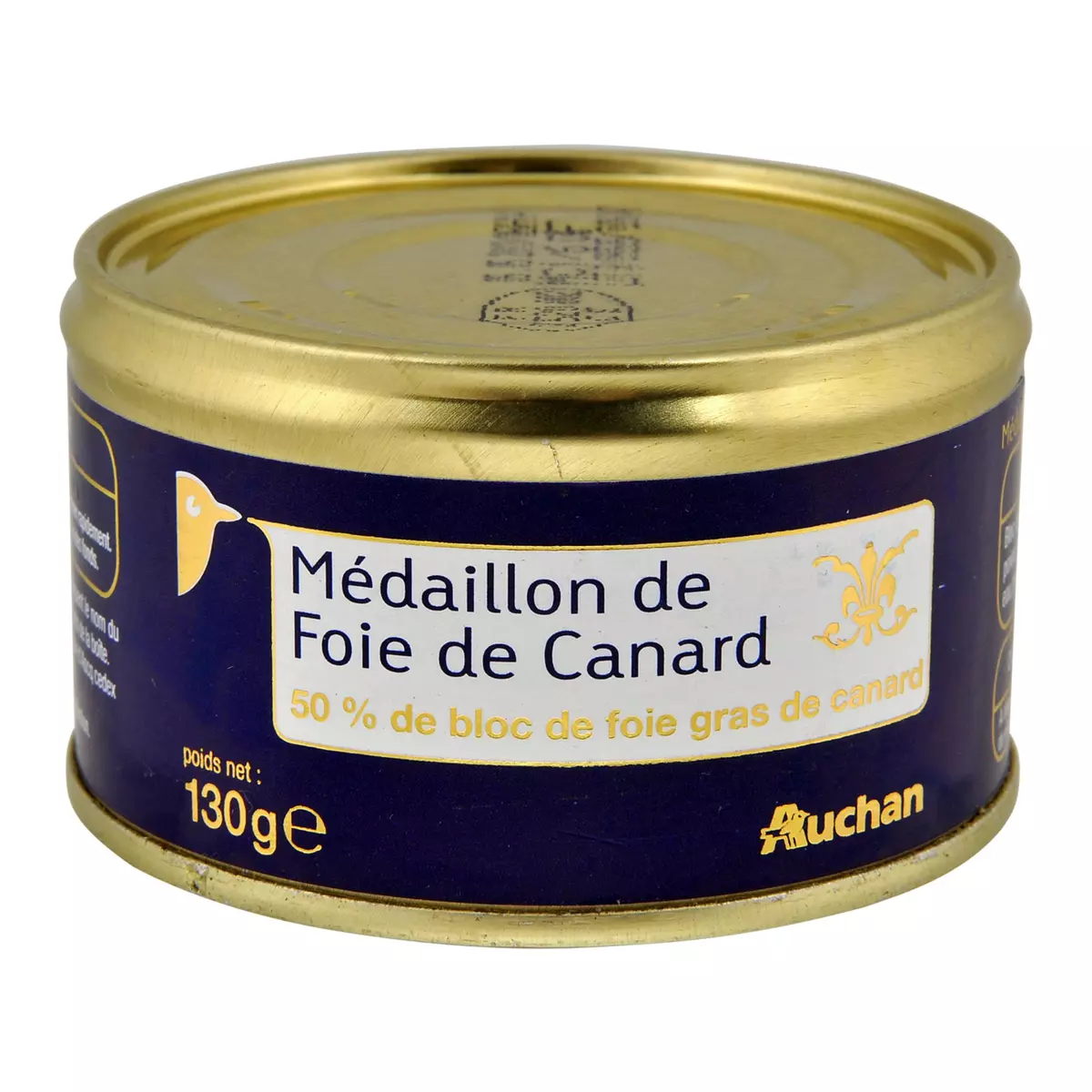 AUCHAN Médaillon de foie de canard 50% de bloc de foie gras de canard 130g