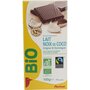 AUCHAN BIO Auchan Bio Tablette de chocolat au lait et noix coco de St Domingue 100g 1 pièce 100g