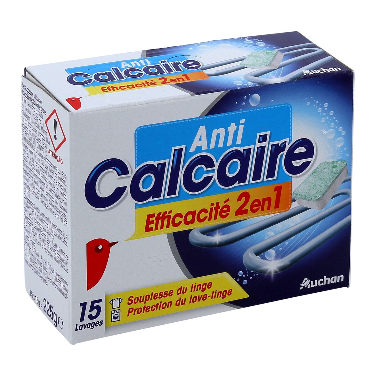 AUCHAN Auchan Pastilles anti-calcaire lave-linge x15 15 lavages 15 pastilles