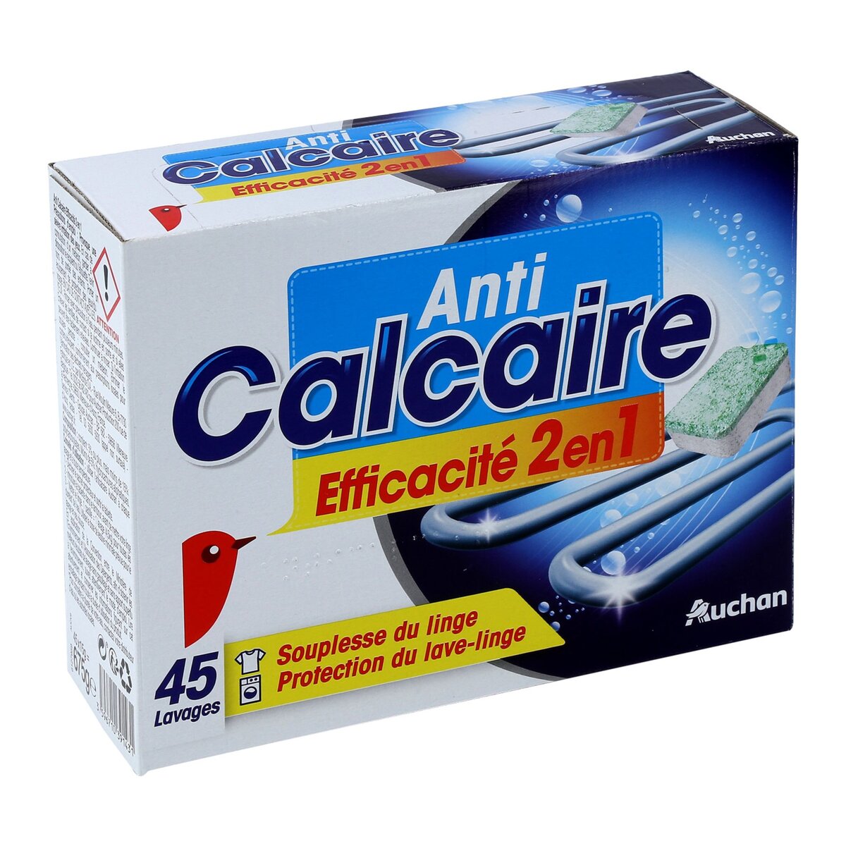 AUCHAN Pastilles anti-calcaire lave-linge 45 lavages 45 pastilles
