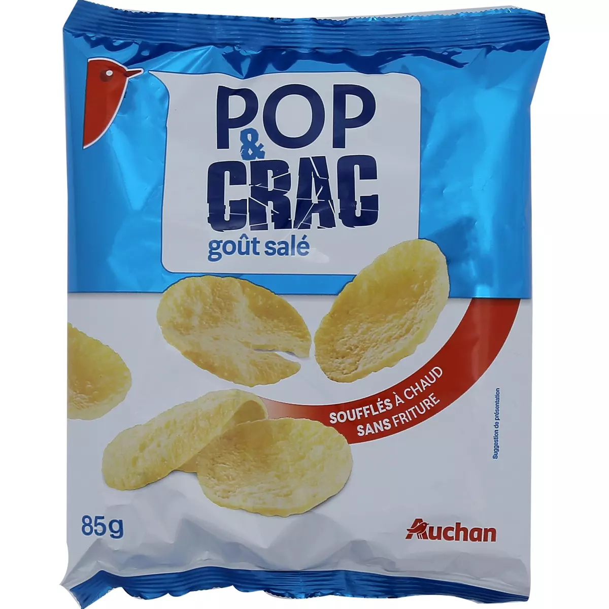 AUCHAN Pop & Crac soufflés à chaud sans friture goût salé 85g