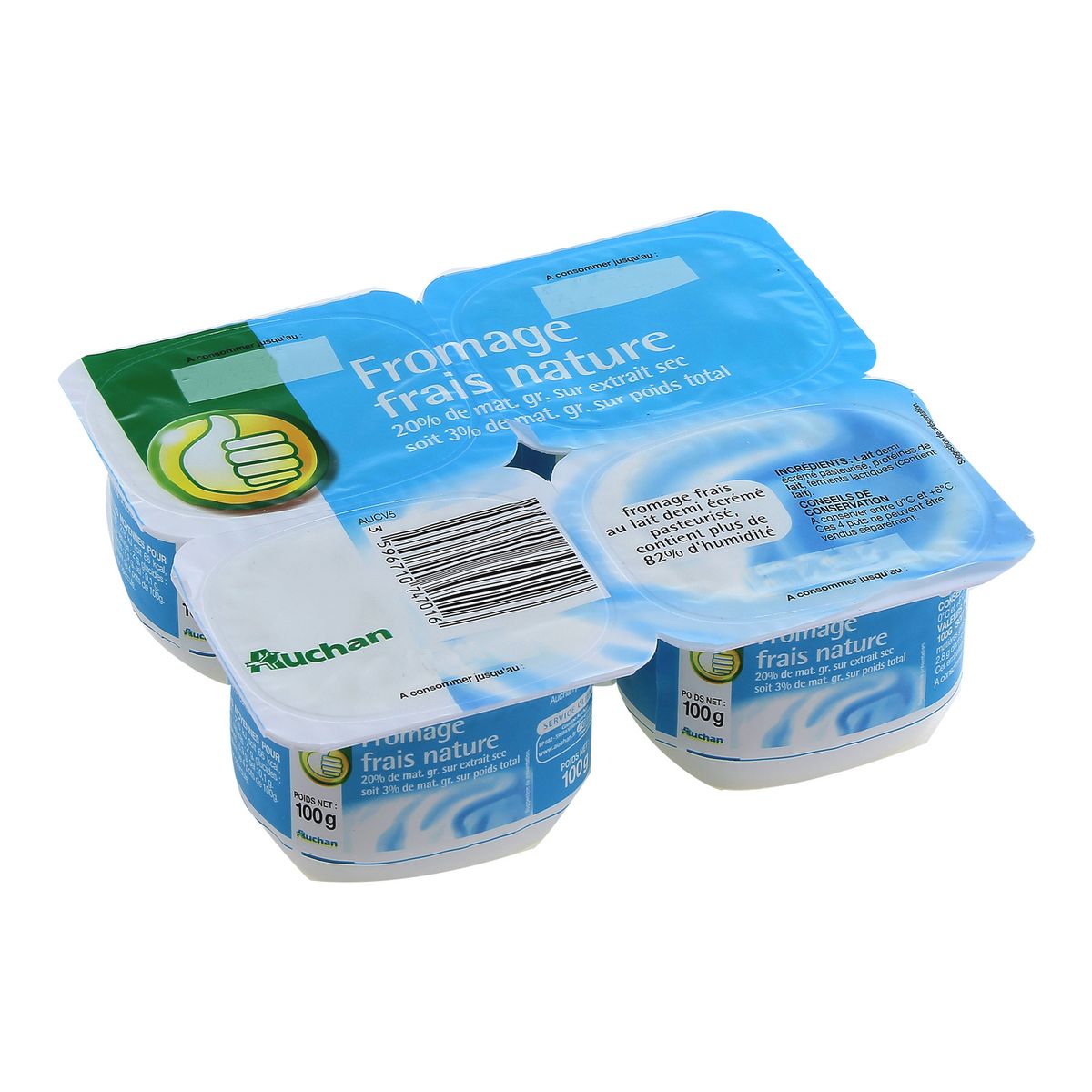 POUCE Fromage frais nature 20% MG 4x100g
