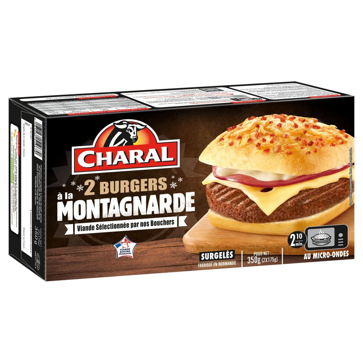CHARAL Burger montagnard 2 pièces 350g