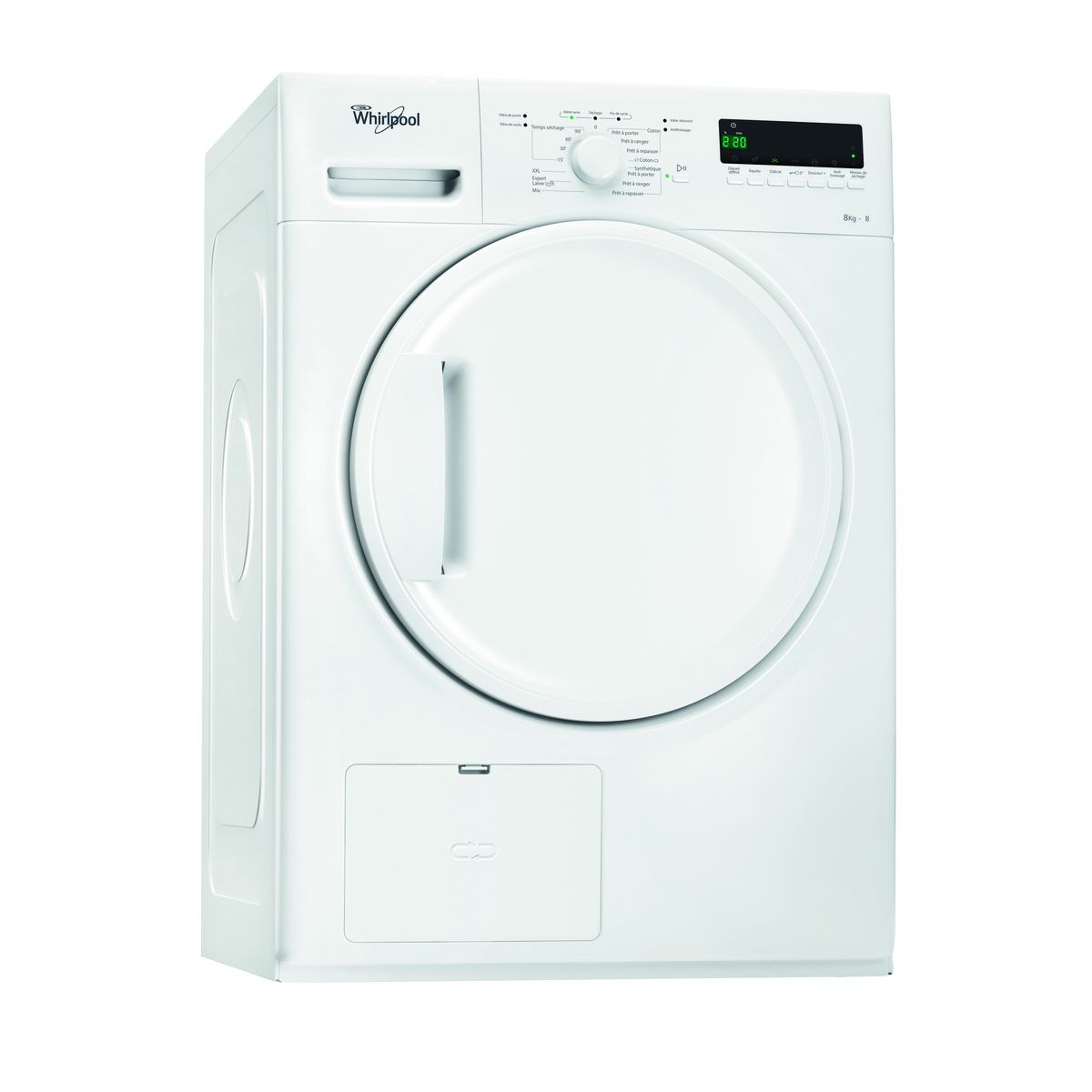 WHIRLPOOL Sèche-linge porte pleine DELX80113 - 8 Kg, Condensation