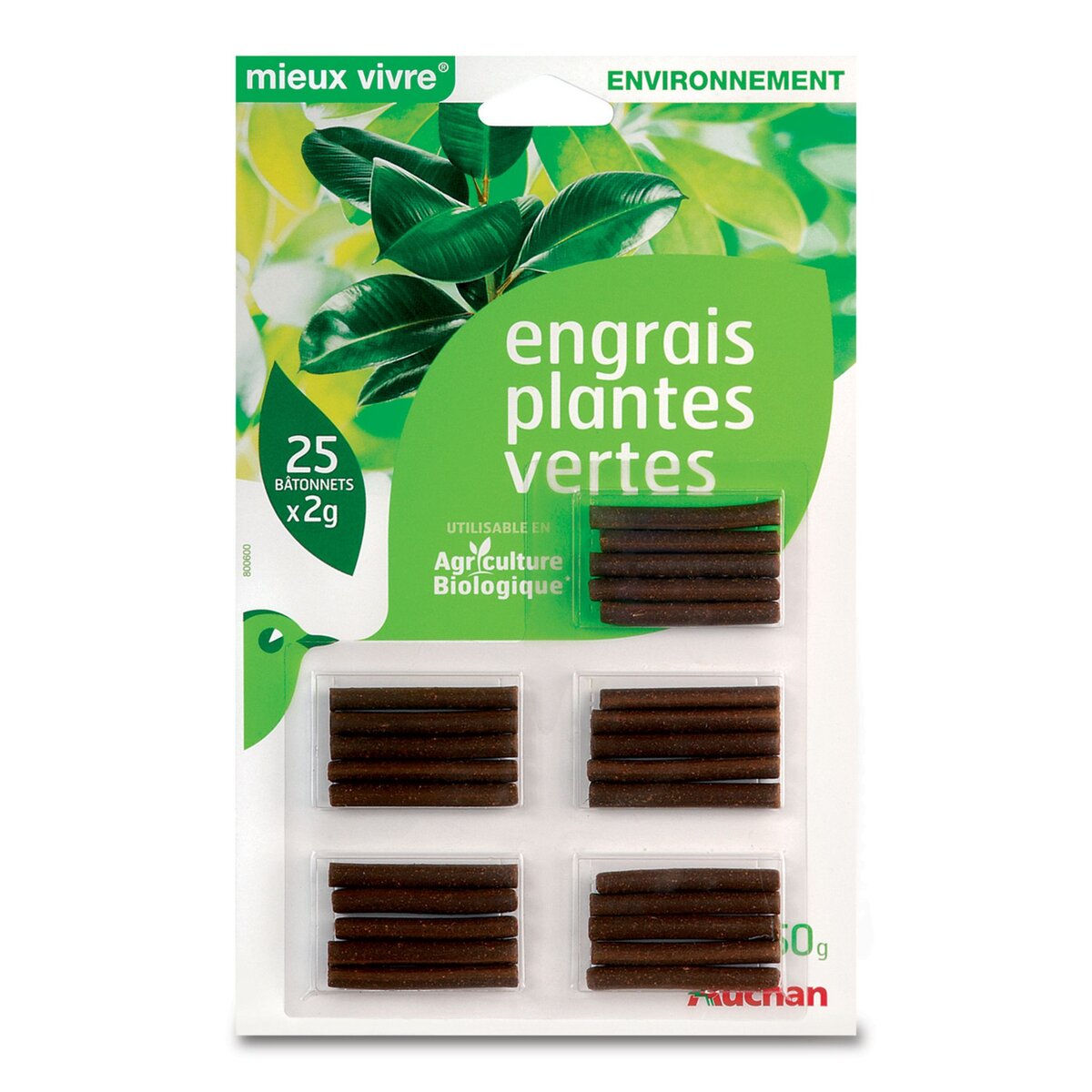 AUCHAN Auchan engrais bâtonnets pour plantes vertes x25