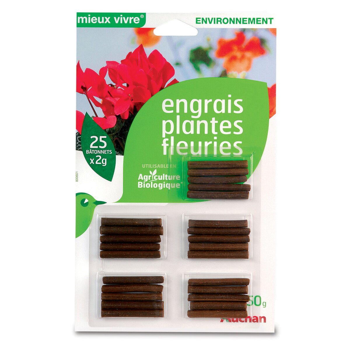 AUCHAN Auchan bâtonnets d'engrais plantes fleuries x25
