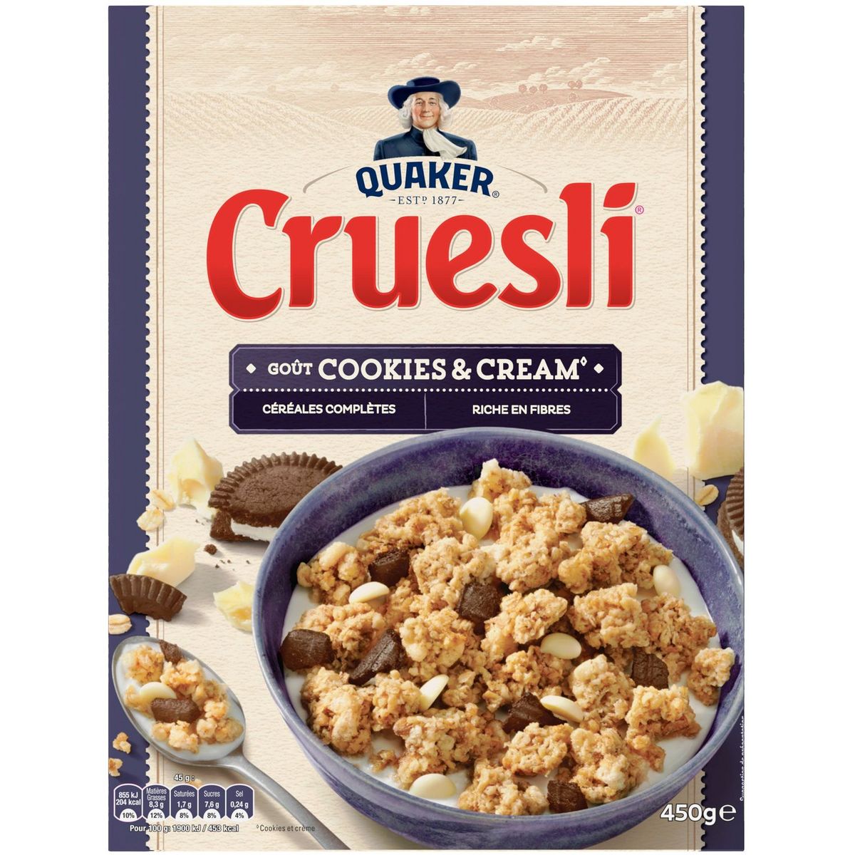 QUAKER Quaker cruesli cookies cream 450g