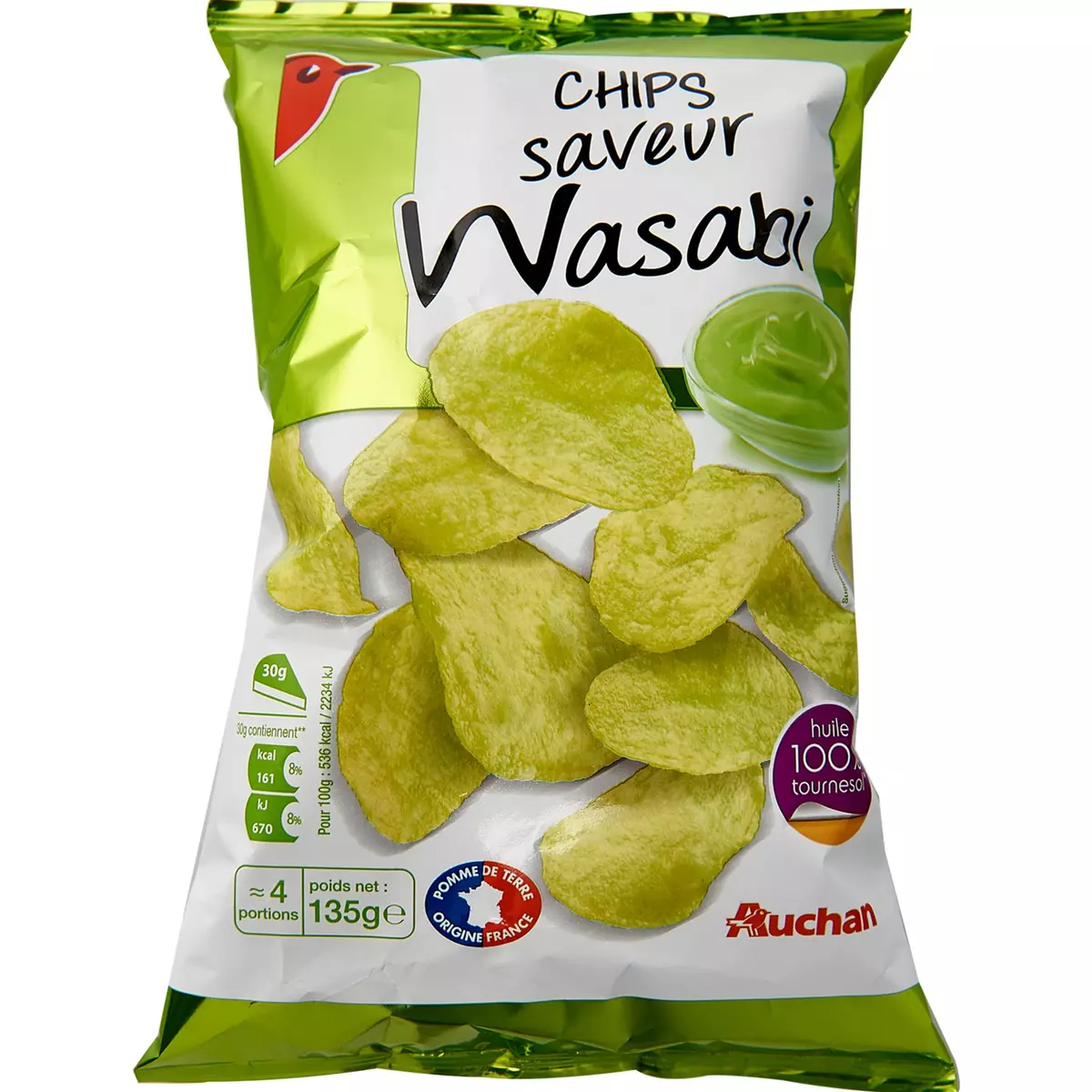AUCHAN Chips saveur wasabi 135g