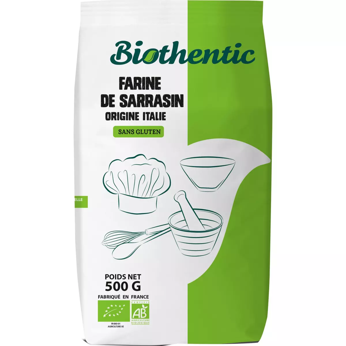 BIOTHENTIC Biothentic farine de sarrasin pour pain sans gluten 500g