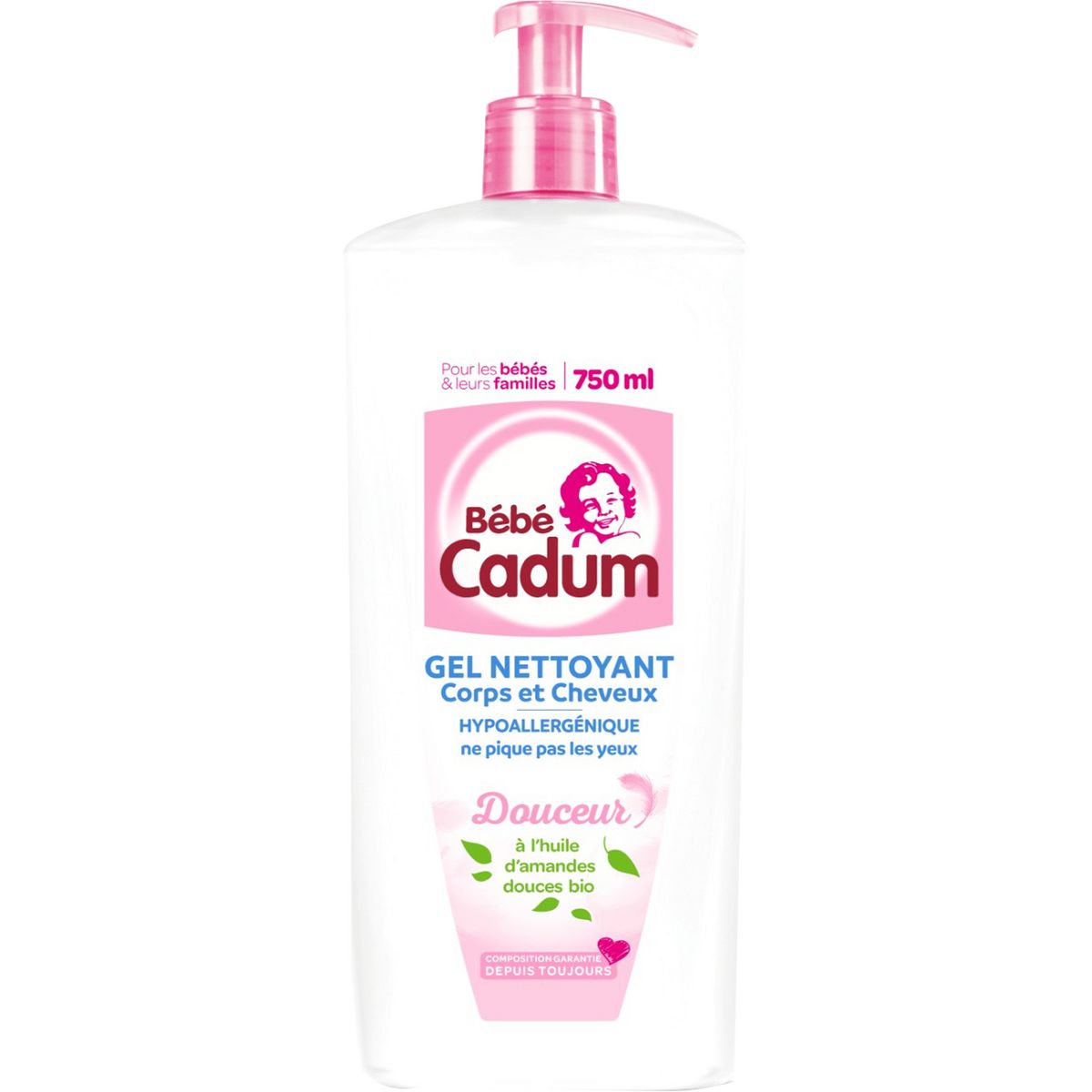 BEBE CADUM Gel nettoyant corps & cheveux à l'huile d'amande douce bio 750ml