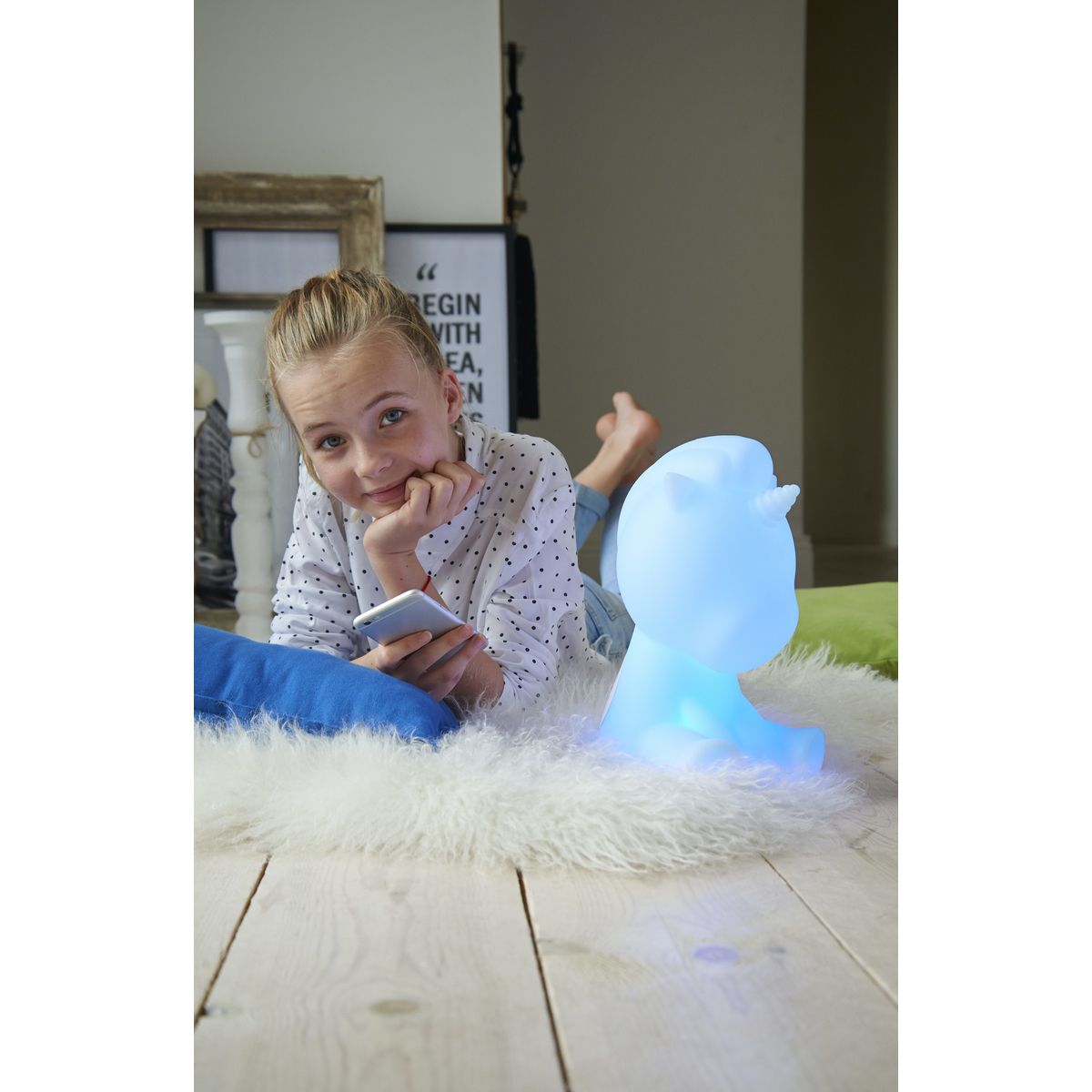 BIGBEN Enceinte portable Bluetooth lumineuse - Blanc - Luminus Licorne
