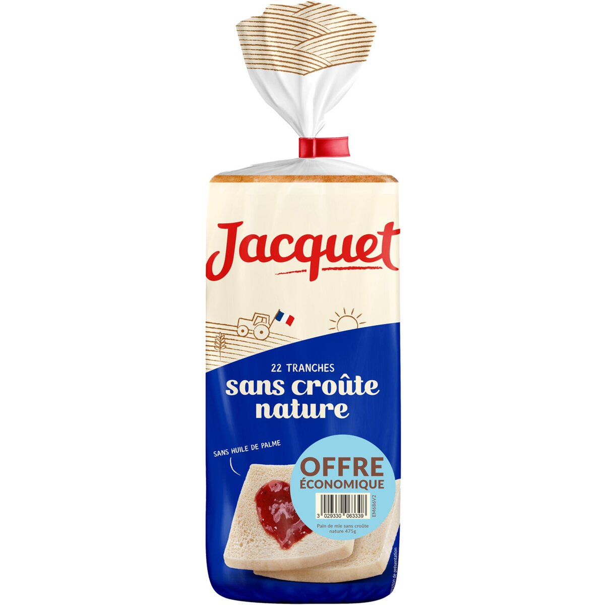 JACQUET Jacquet pain de mie sans croûte nature tranché 475g
