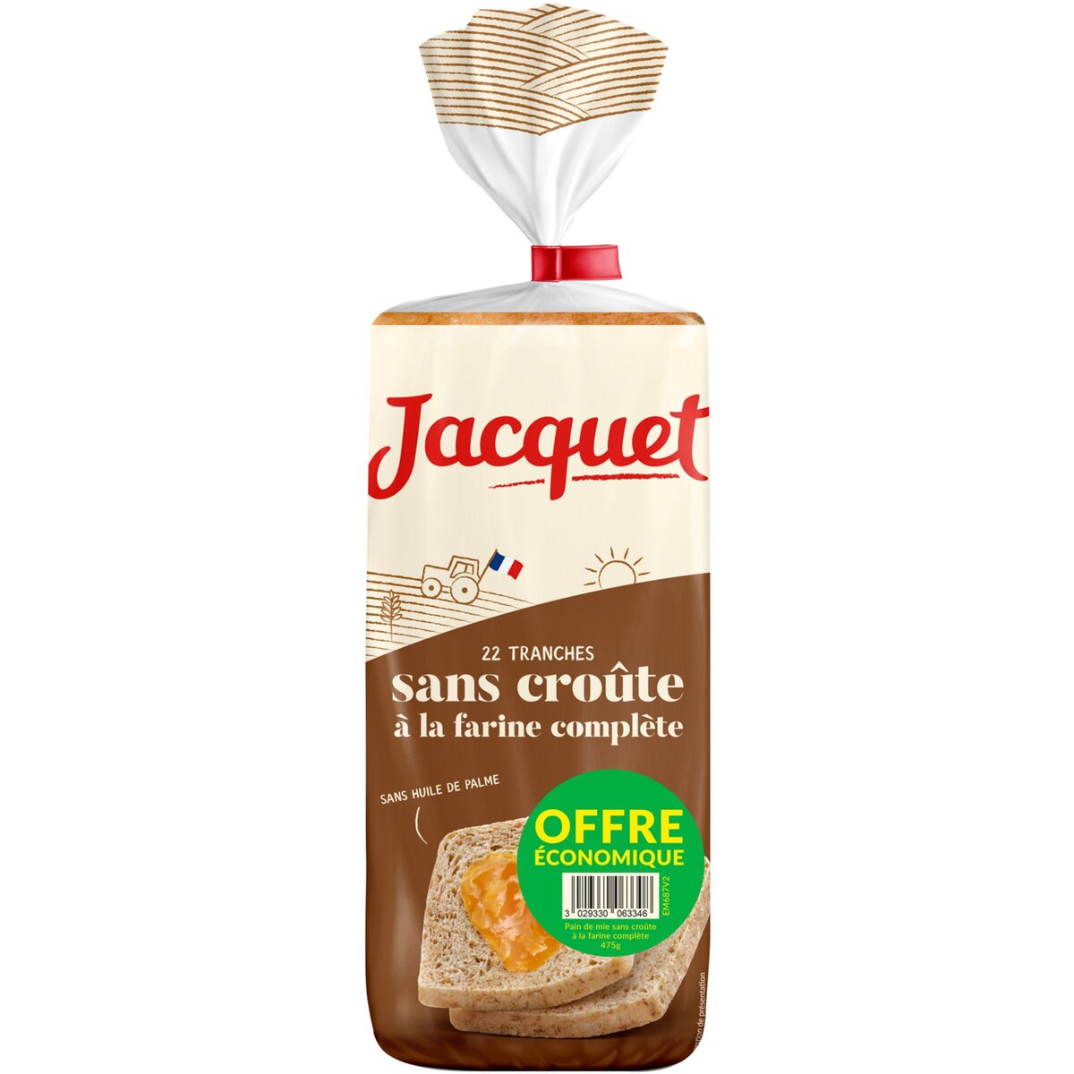 JACQUET Jacquet pain de mie complet 100% mie petite tranche 475g
