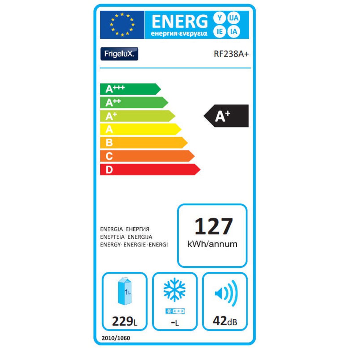 FRIGELUX Réfrigérateur armoire RF238A+ - 229 L, Froid Statique