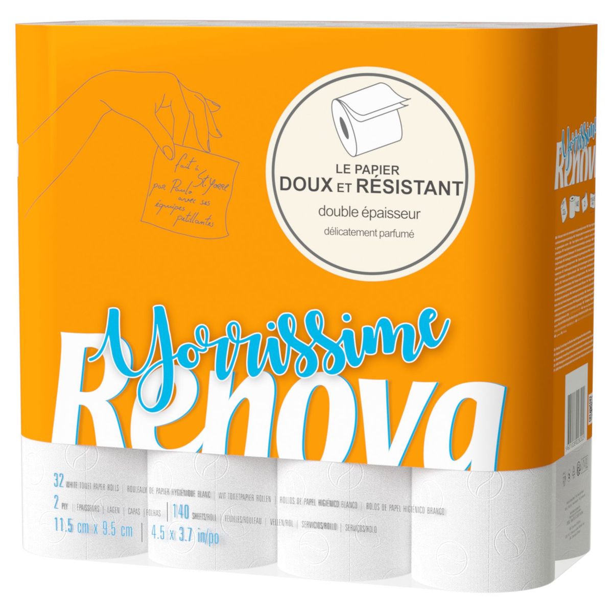 RENOVA Yorrissime papier toilette doux et résistant 32 rouleaux
