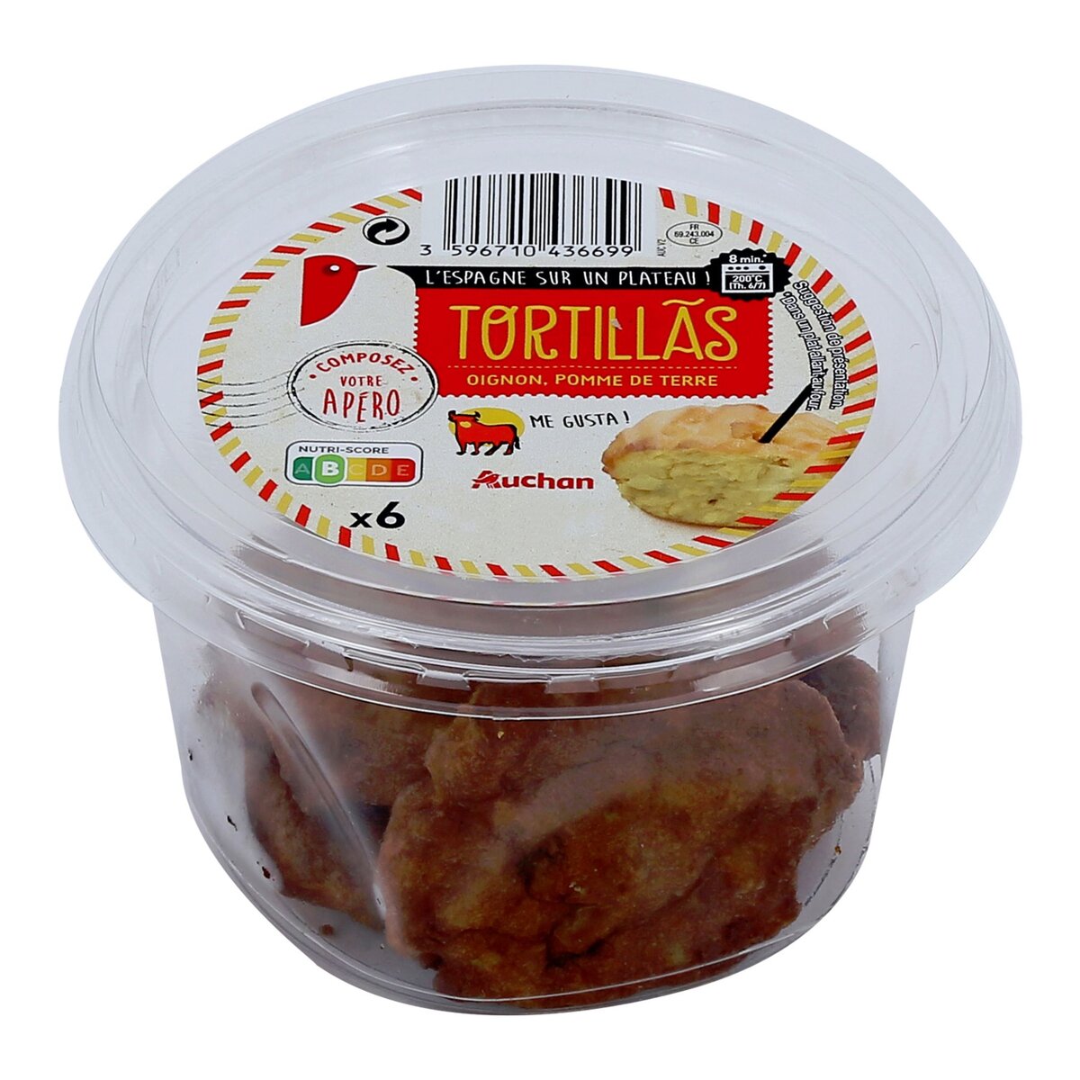 AUCHAN Tortillas oignon pomme de terre 6 pièces 90g