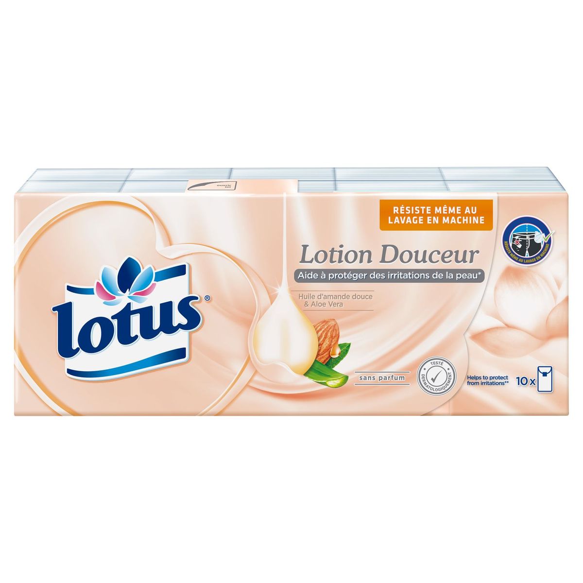 LOTUS Paquets de mouchoirs huile d'amande douce & aloé vera 10x10 mouchoirs