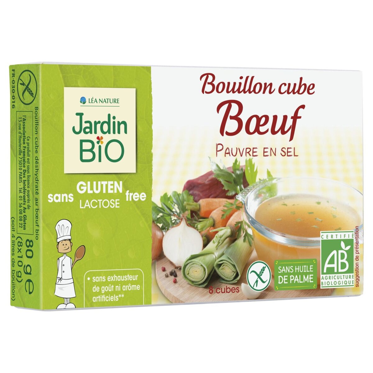 JARDIN BIO Jardin Bio bouillon de boeuf sans gluten cube x8 80g pas