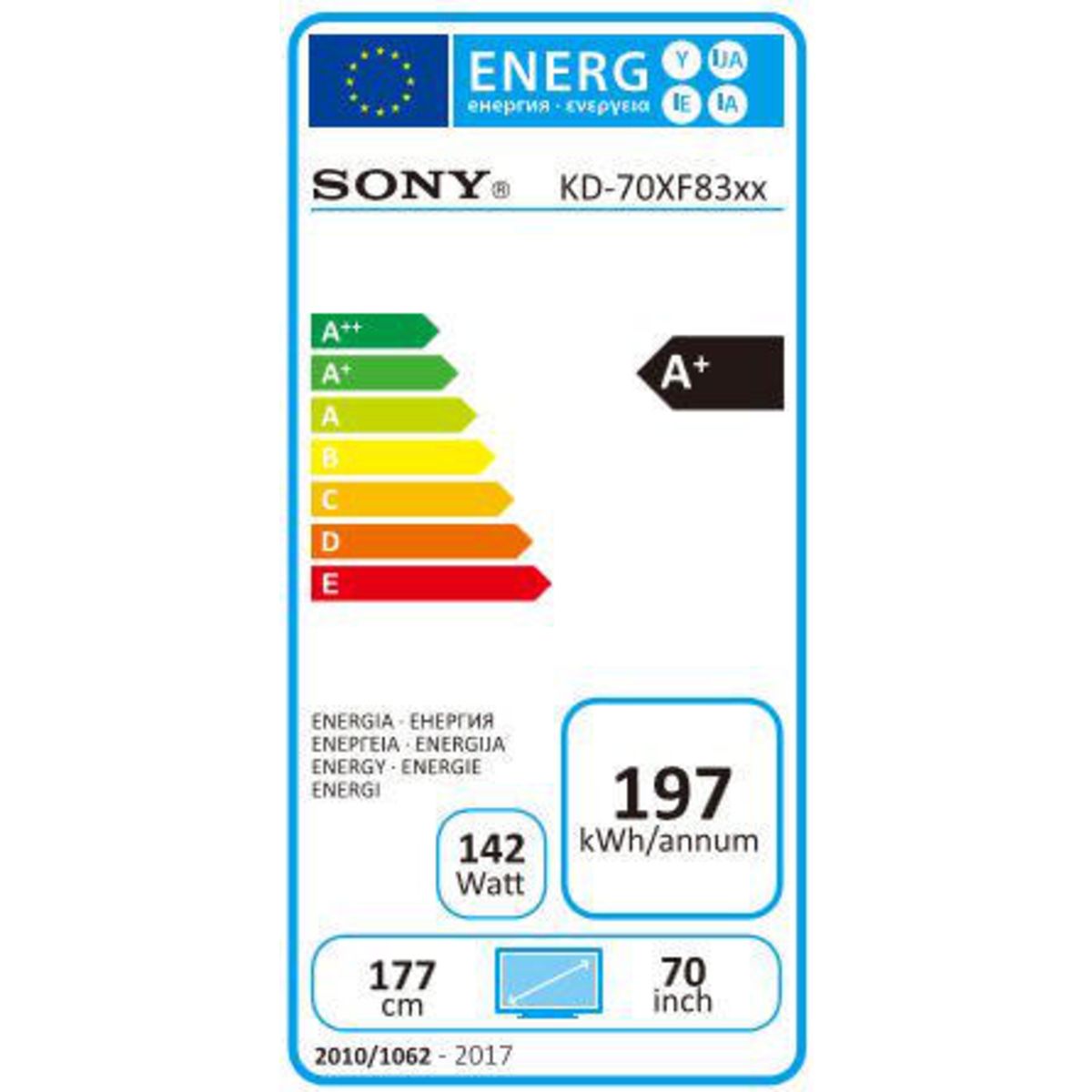 SONY KD70XF8305BAEP TV LED 4K UHD 177 cm HDR Smart TV