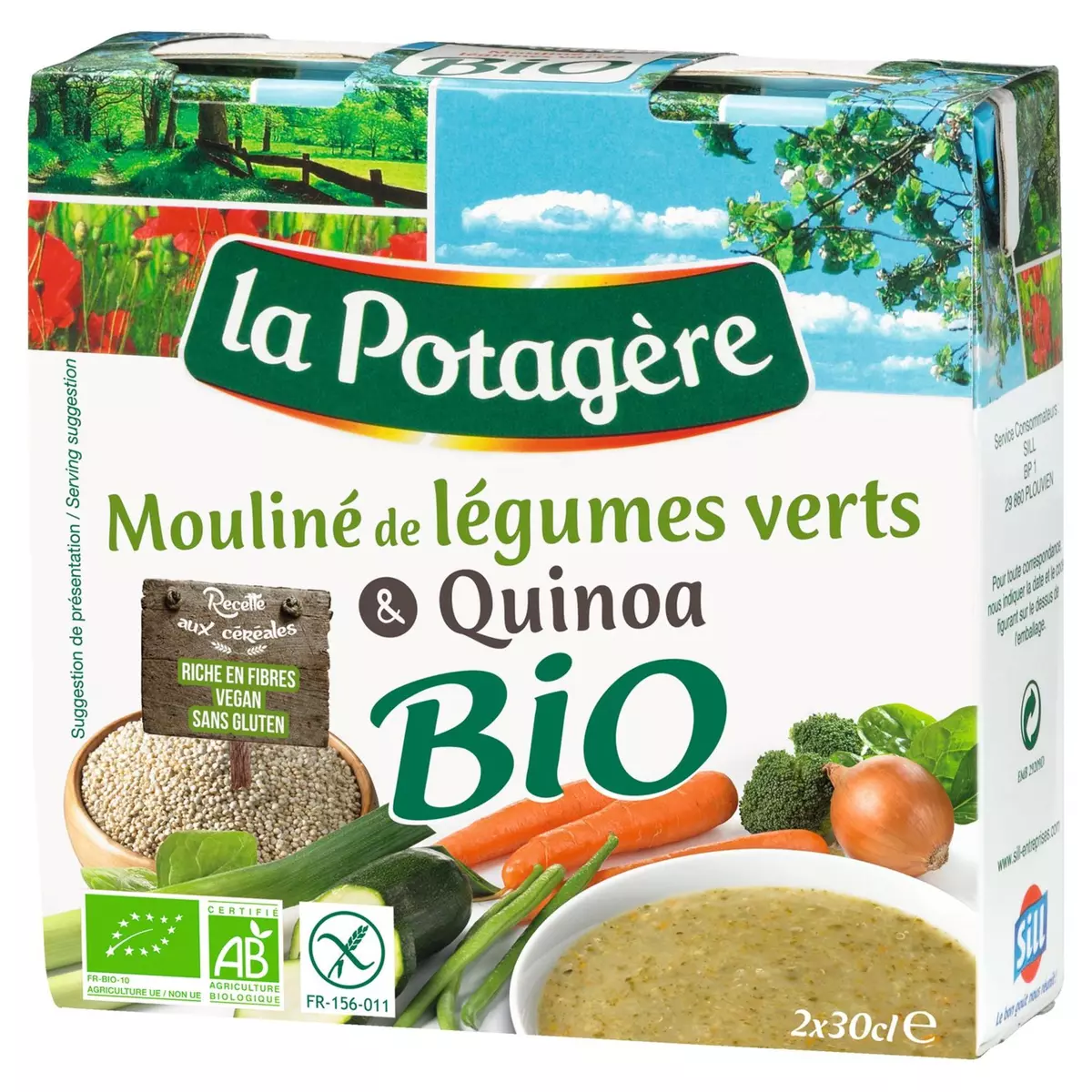 LA POTAGERE La Potagère mouliné de légumes verts quinoa bio 2x30cl