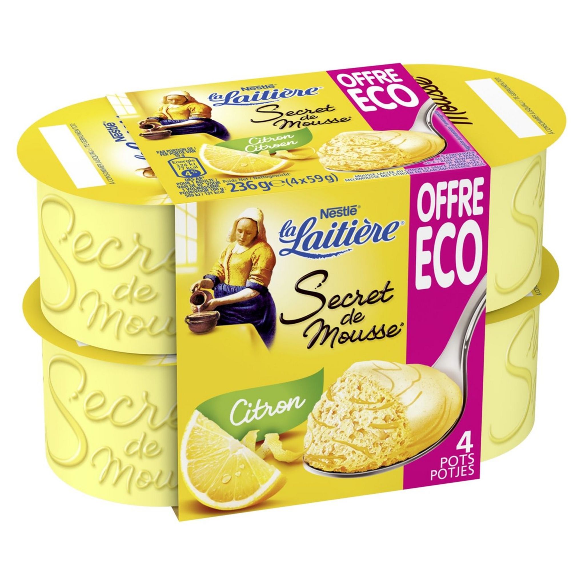 LA LAITIERE Secret de mousse au citron 4x59g