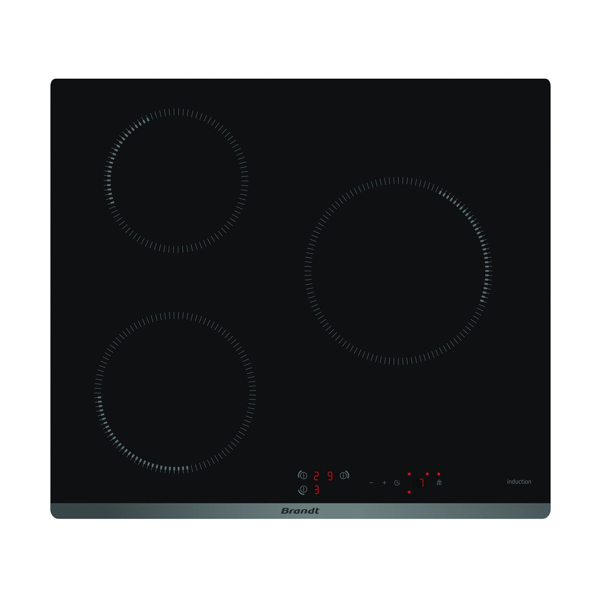 BRANDT Table de cuisson à induction BPI6312B, 60 cm, 3 Foyers