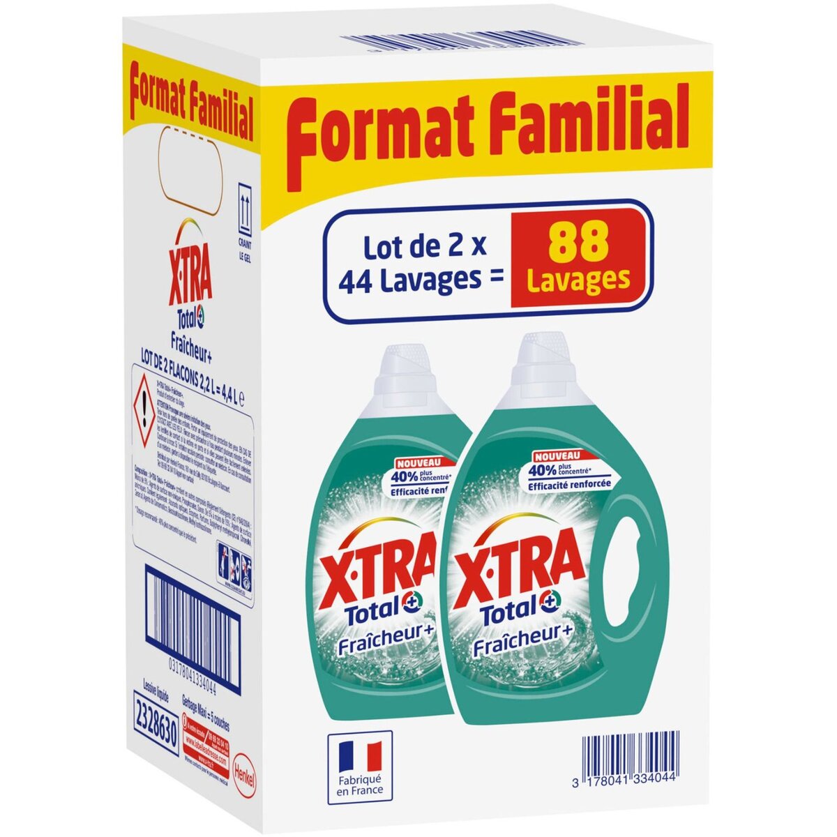 X-TRA Xtra lessive diluée fraicheur 2x 2,2l format familial