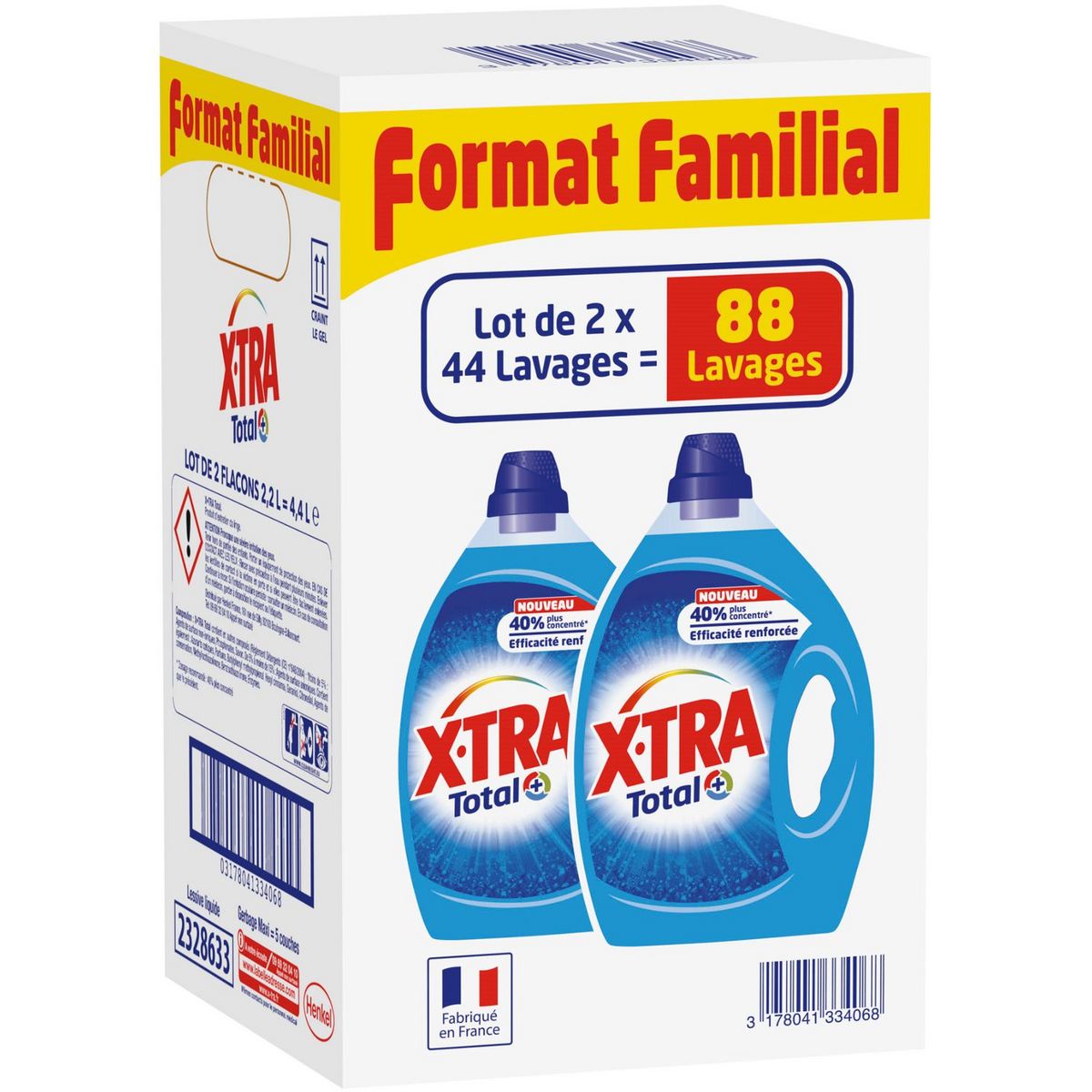 X-TRA X-Tra lessive diluée total 2x2,2l  format familial