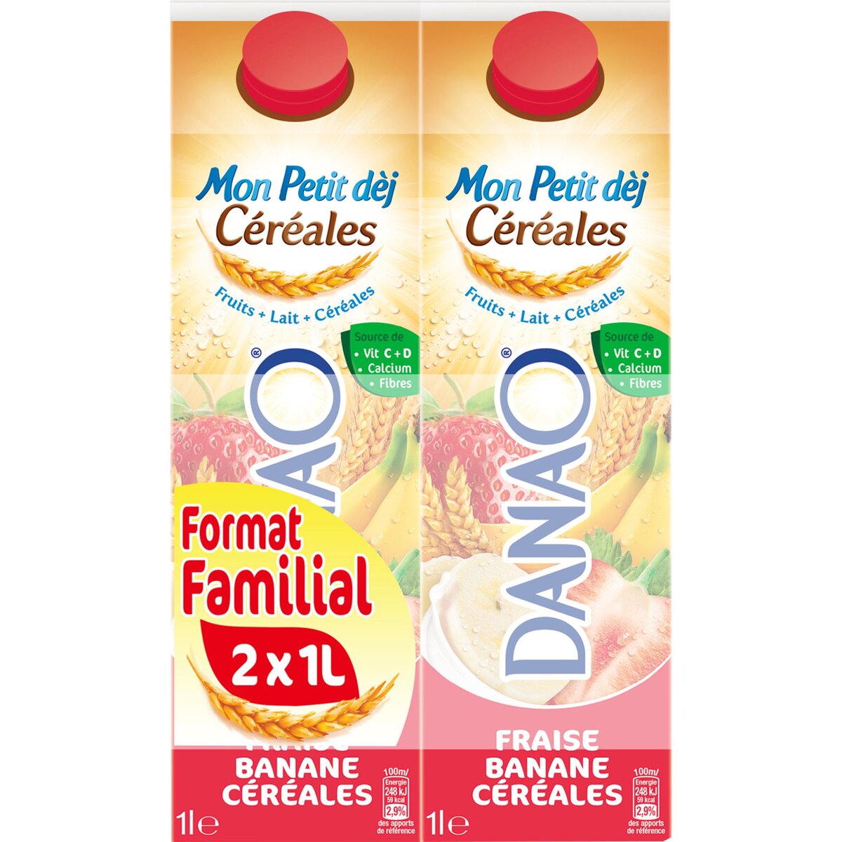 DANAO Danao fraise banane céréales 2x1l