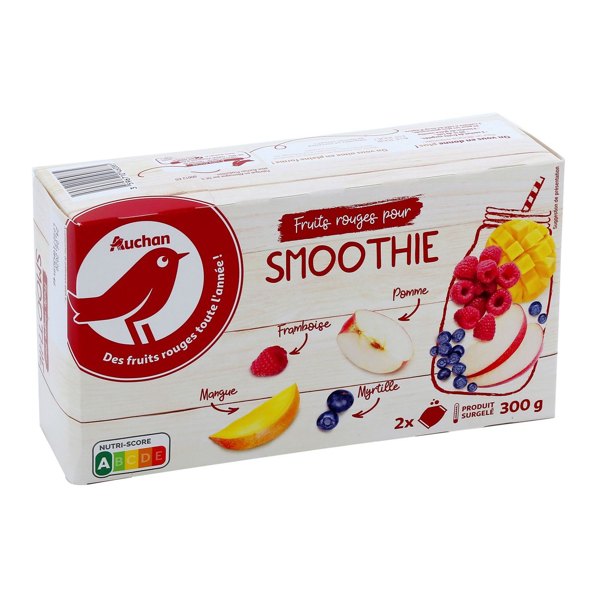 AUCHAN Fruits rouges pour smoothie 2 pièces 300g